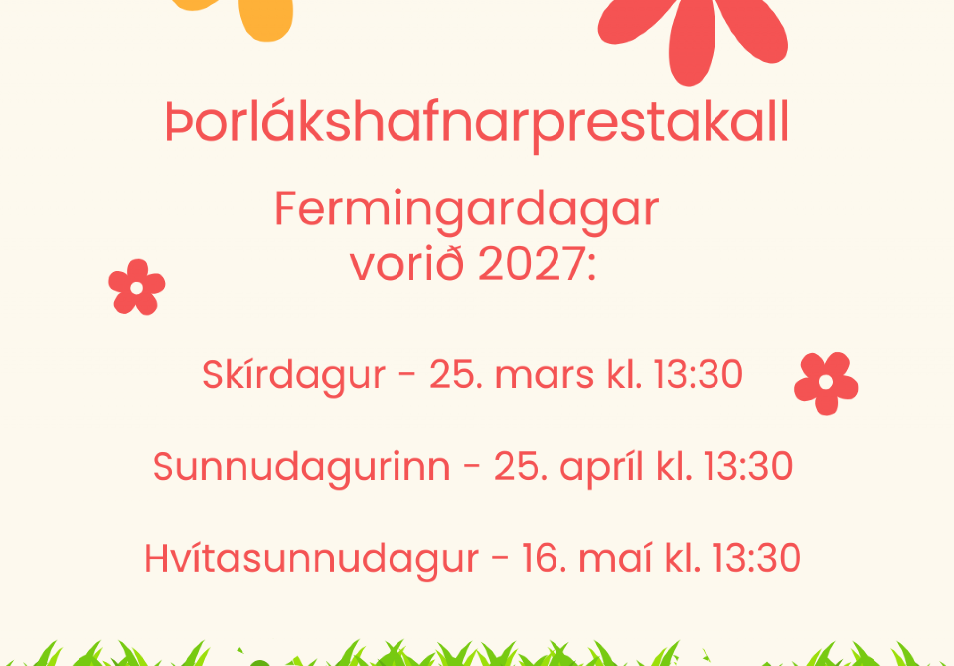 Fermingardagar vorið 2027